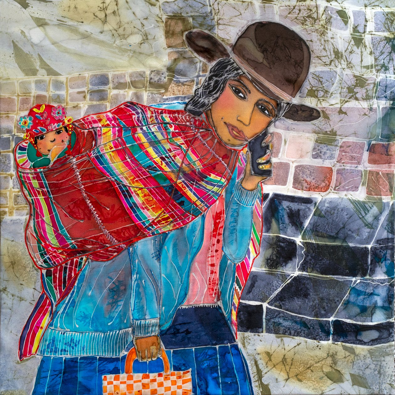 秘鲁，Peruana、Mamita 和 Jolly，2023 年（丝绸上的染料） 作者 希拉里·西蒙（Hilary Simon）