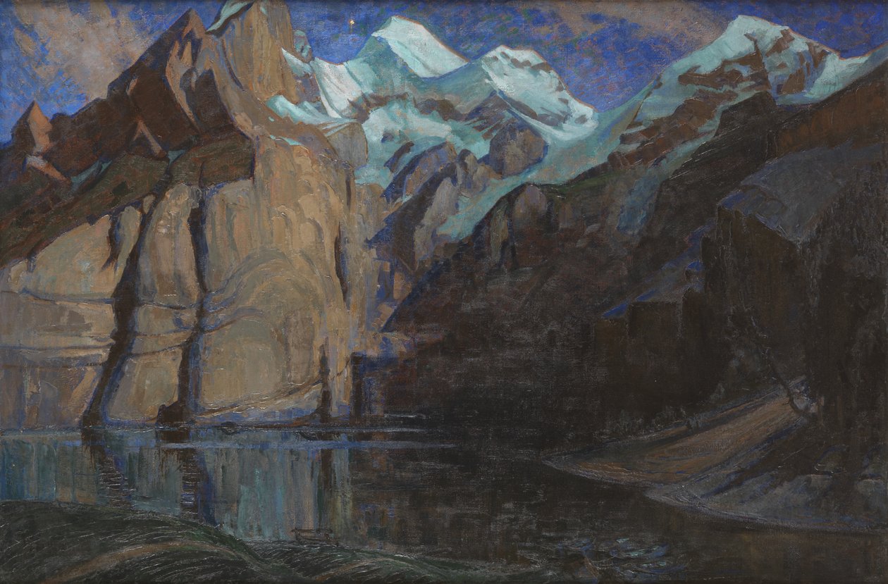 Nocturne des Alpes（布面油画） 作者 希尔达·马里昂·赫希勒（Hilda Marion Hechle）