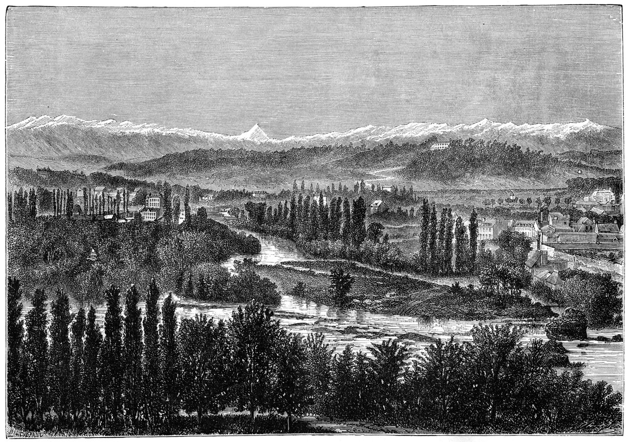 从法国的波城城堡的露台看比利牛斯山脉，1879年 作者 希尔迪布兰德