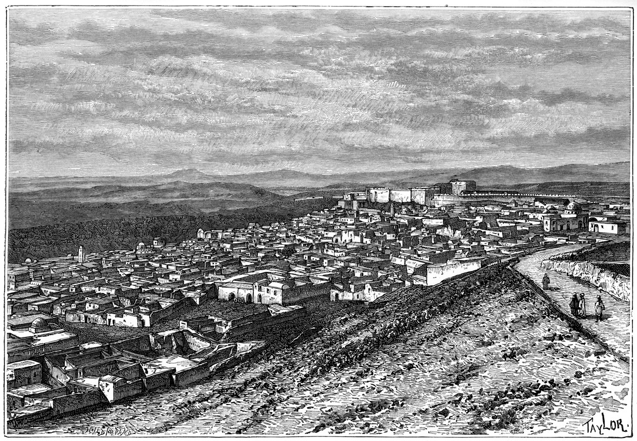 突尼斯El Kef的景观，大约1890年 作者 希尔迪布兰德