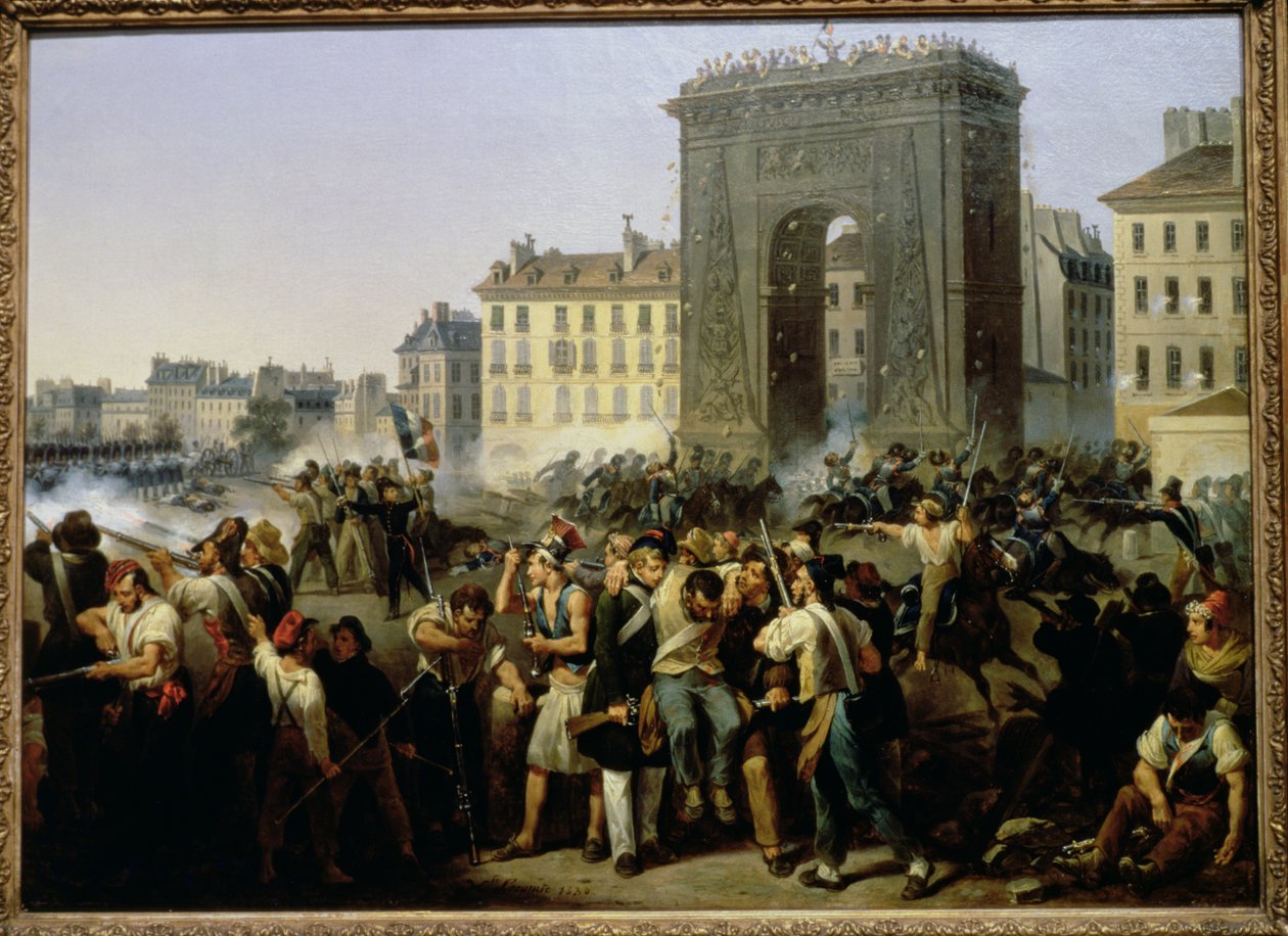 1830年7月28日在Porte Saint-Denis战役 作者 Hippolyte Lecomte