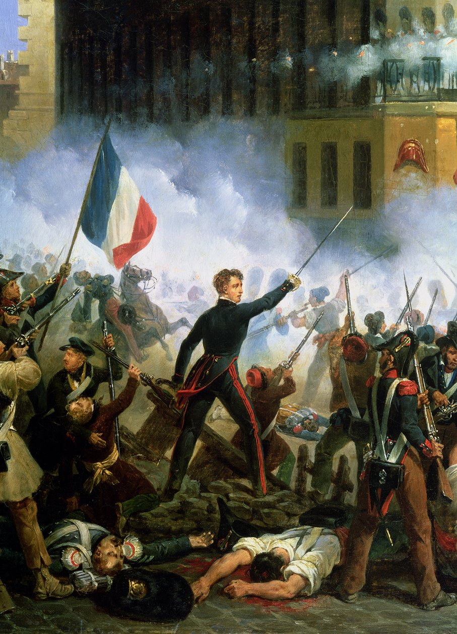 1831年7月28日在Rue de Rohan战役，1831年（详情为156577） 作者 Hippolyte Lecomte