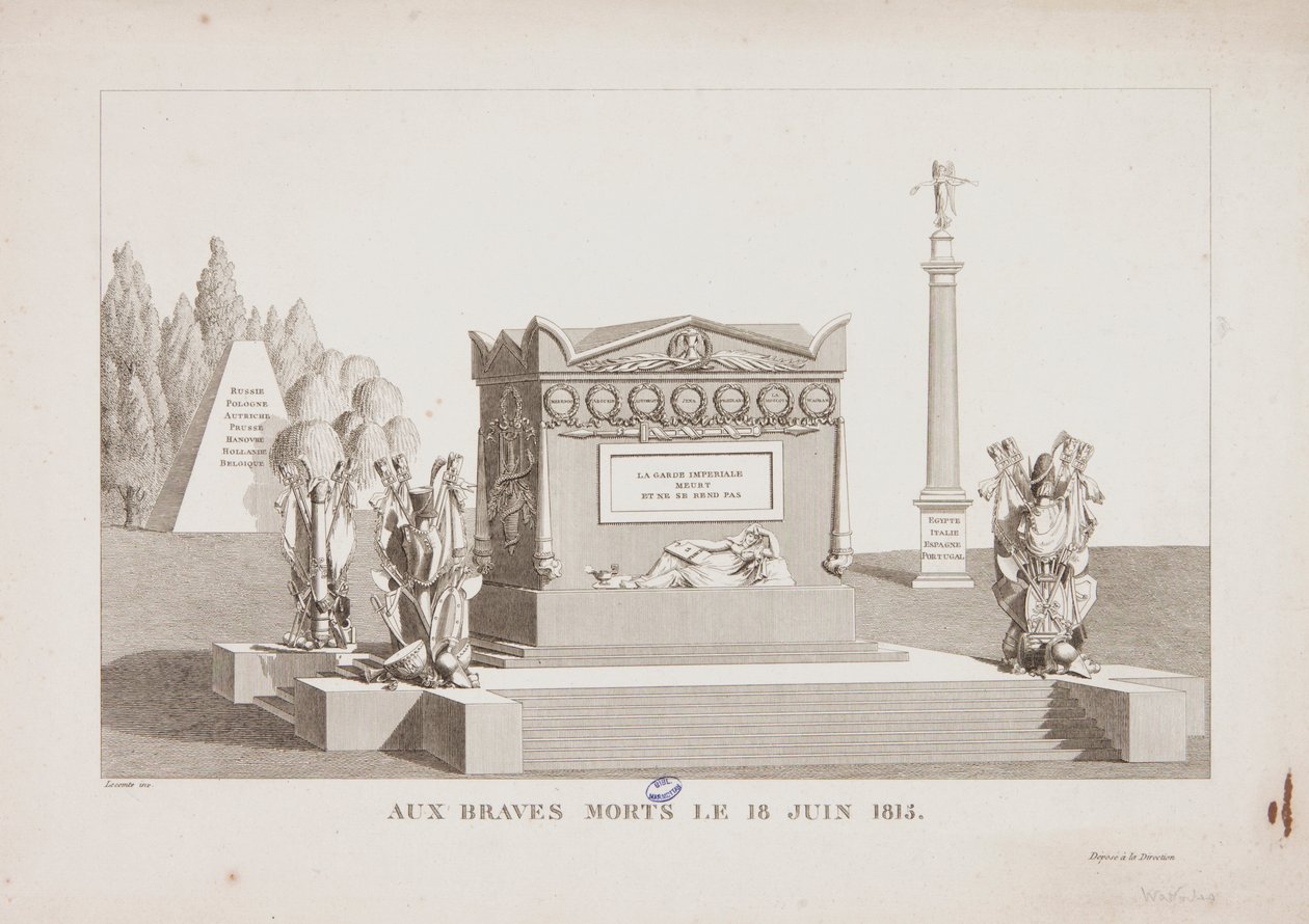 1815年6月18日的勇敢的死者，1815年 作者 Hippolyte Lecomte
