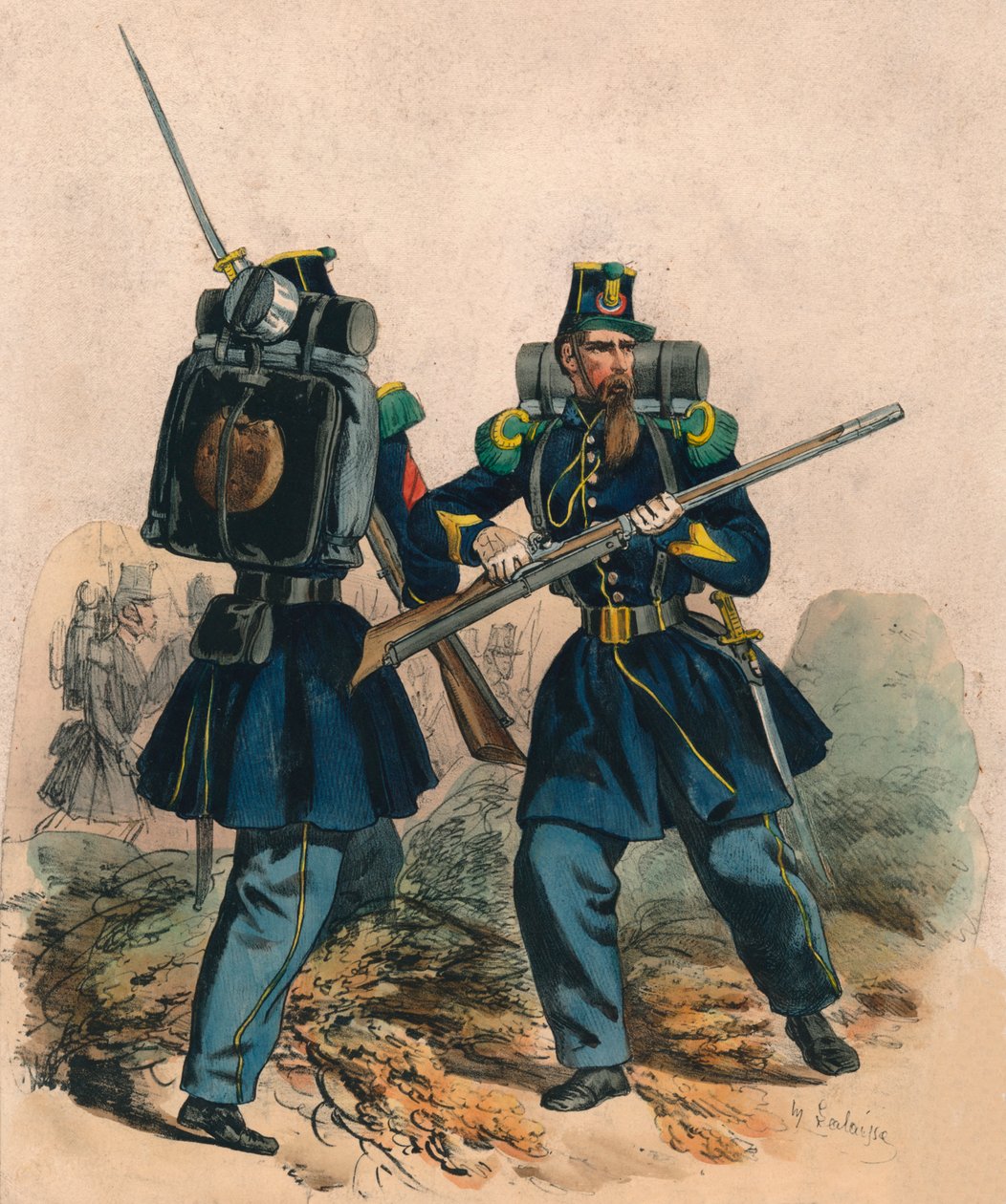 Chasseurs 19世纪中后期的染色。 作者 希波利特（Hippolyte）Lalaisse