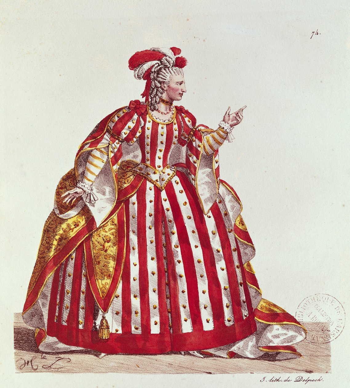 Mademoiselle Dumesnil（1713-1803）由Jean Racine（1639-99）饰演Agrippina in&39;Britannicus&39;，由Francois Seraphin Delpech（1778-1825）1740刻 作者 Hippolyte Lecomte