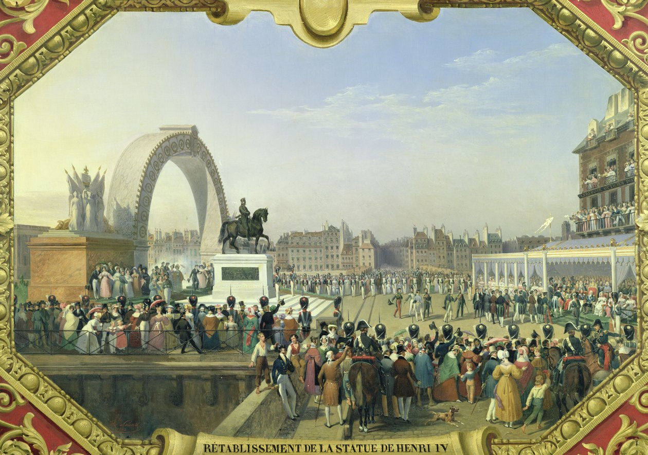 1818年8月25日，在新桥上重建亨利四世雕像（1553-1610） 作者 Hippolyte Lecomte