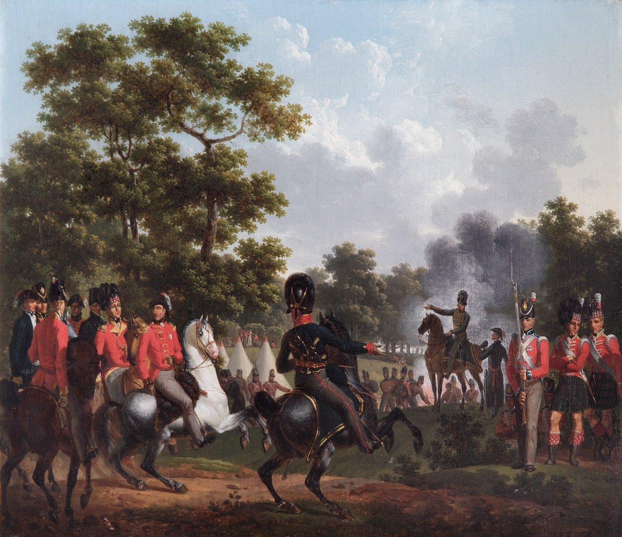 威灵顿公爵视察苏瓦尼前哨站（布面油画） 作者 Hippolyte Lecomte