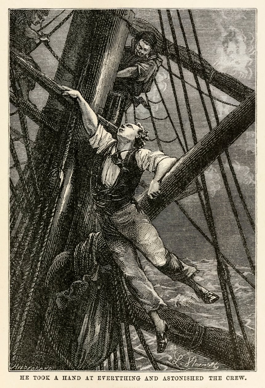 他抓住了所有的东西，惊讶于船员们，由Jules Verne（1828-1905）在八十天环游世界，由Henri-ThéophileHildebrand（1824-97）刻，1873年 作者 贝尼特之后的希波吕特·莱昂
