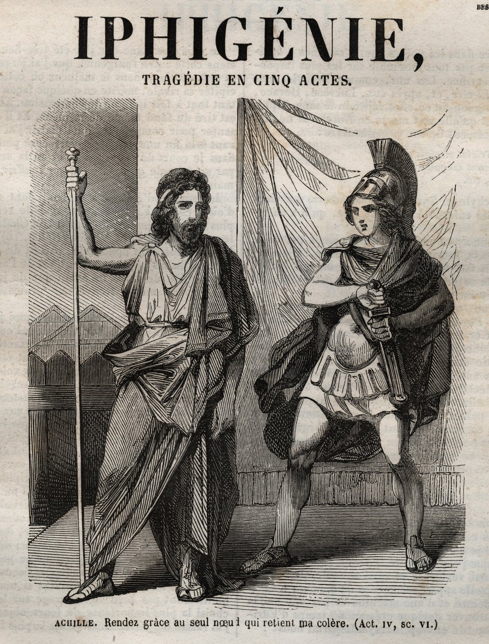 Iphigenie tragedie de Jean Racine - 《Oeuvres de Jean Racine》中的雕版，由Pauquet绘制，Emile de La Bedolliere作了说明 - 1851年 作者 希波吕特·路易斯·鲍奎特
