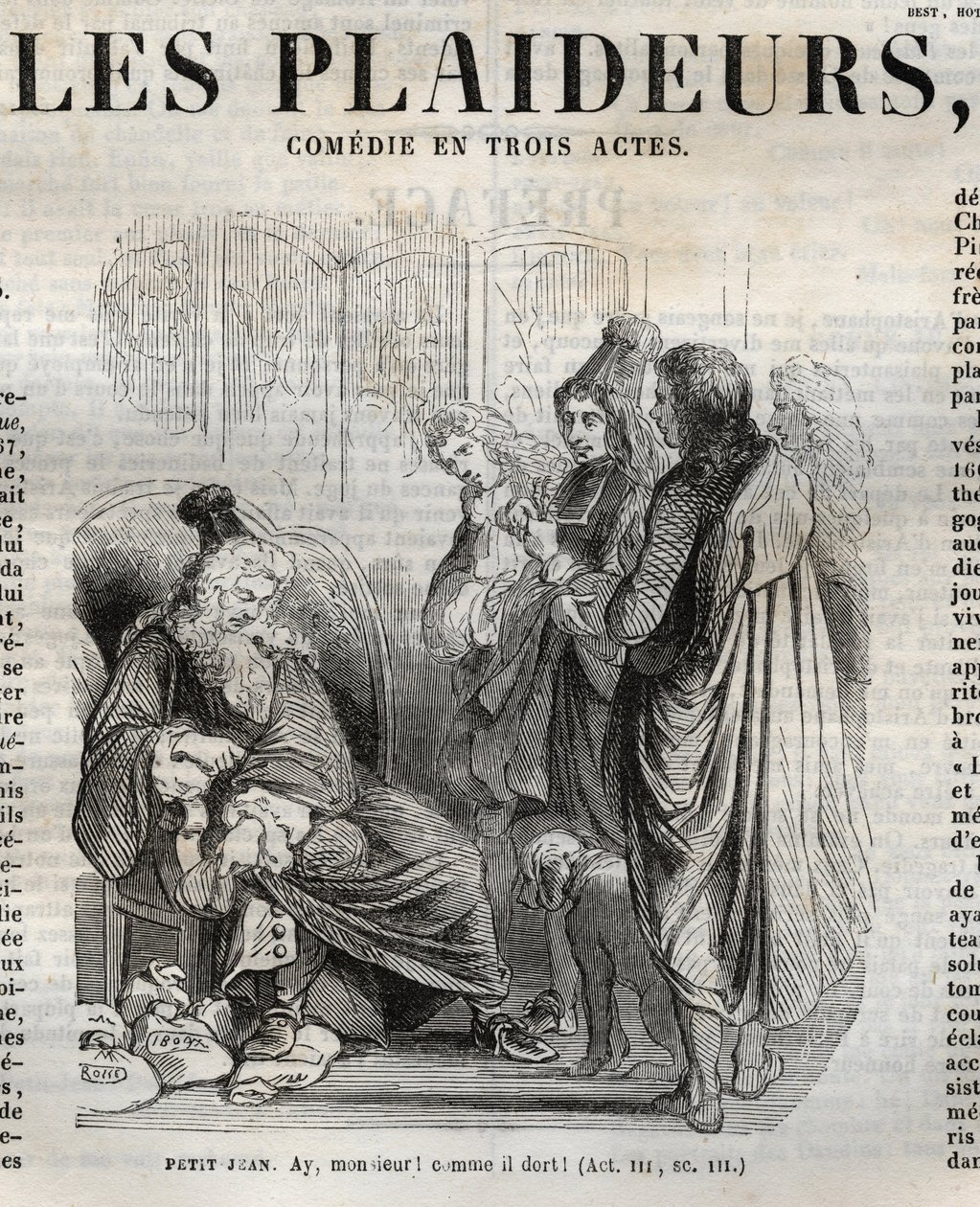 Les Plaideurs (1668)三幕喜剧--《让-拉辛的作品》中的雕刻，由Pauquet绘制，Emile de La Bedolliere作了说明--1851年 作者 希波吕特·路易斯·鲍奎特