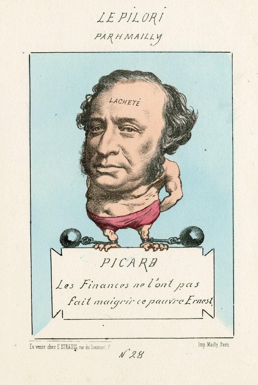 财务状况并没有让他减肥这个可怜的 Ernest, Le Pilori，编号 28，大约 1870 年（石版画） 作者 希波利特·梅利