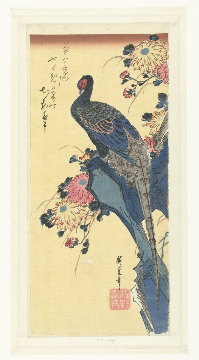 野鸡和菊花 作者 歌川广重 (I)