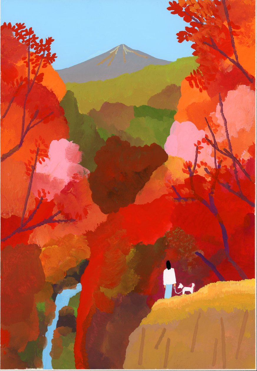 Autumnal leaves and waterfalls 作者 井筒宏之