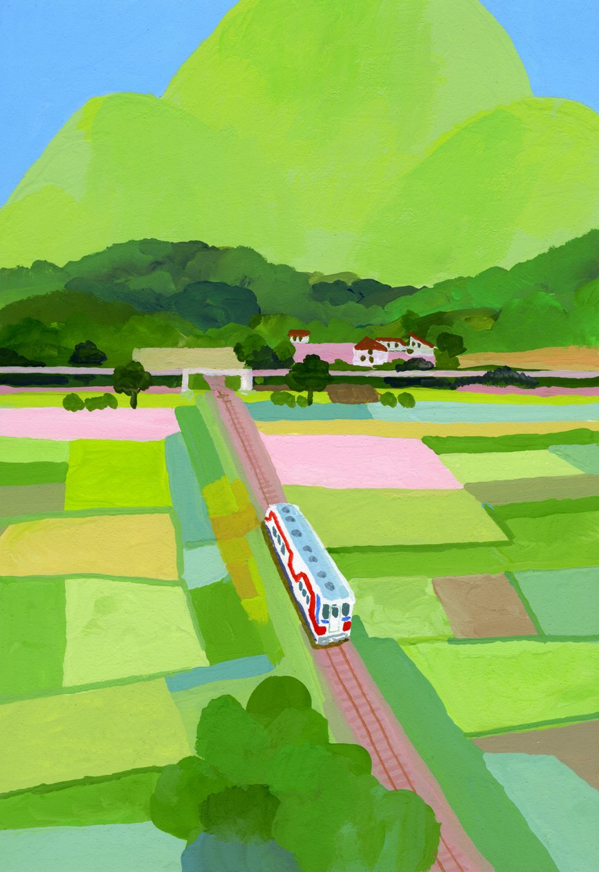Big green mountain and rice field 作者 井筒宏之