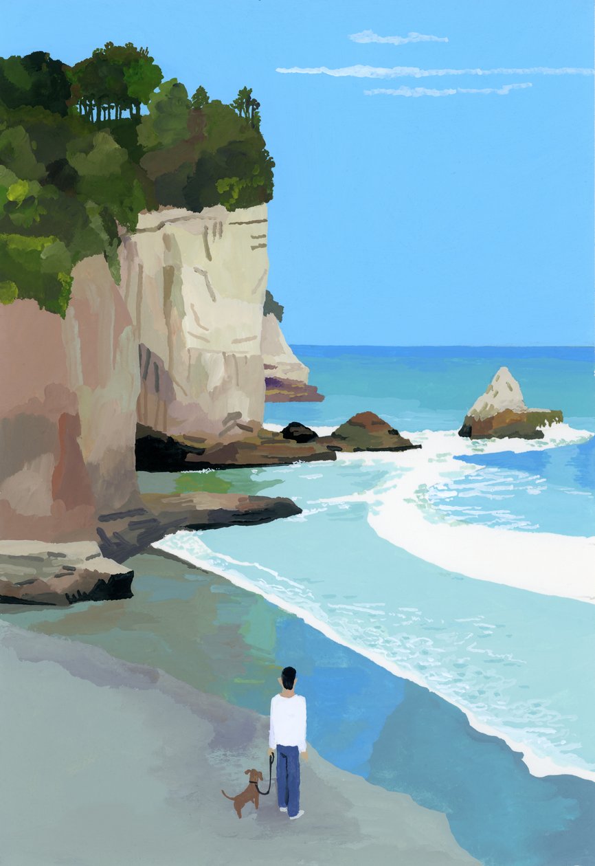 Peaceful coast with waves and cliffs 作者 井筒宏之