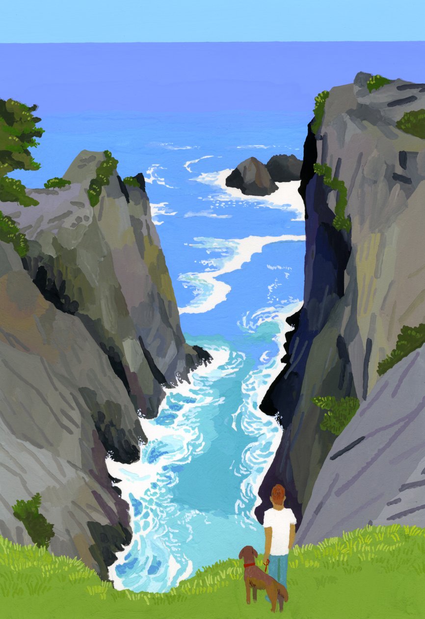Walking with dogs on the Rias coast 作者 井筒宏之