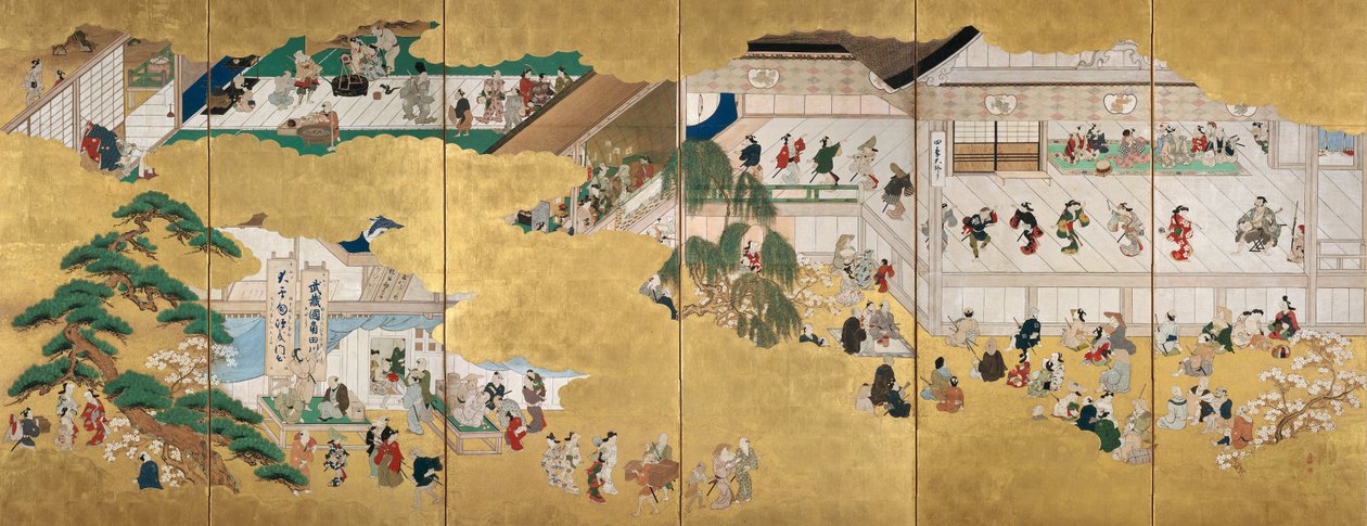 Nakamura歌舞伎剧院的场景 作者 菱川师信
