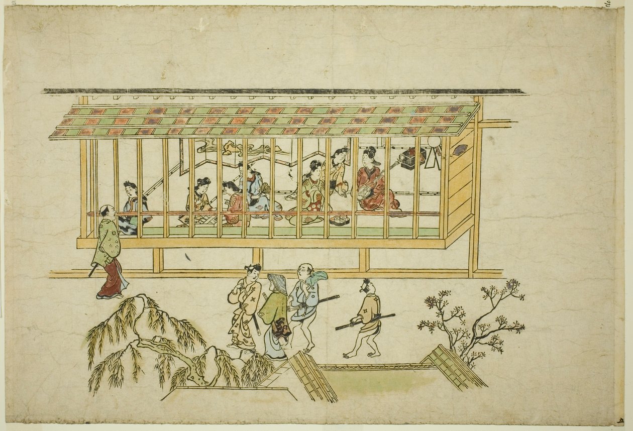 妓院，选自 "吉原之貌 "系列 作者 菱川师信