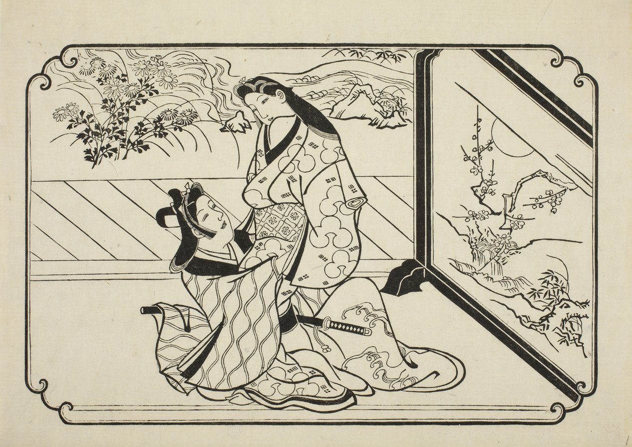 屏幕后方，约1673-81年 作者 菱川师信