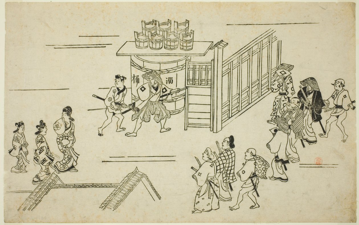 上谷町入口，选自 "吉原之貌 "系列 作者 菱川师信