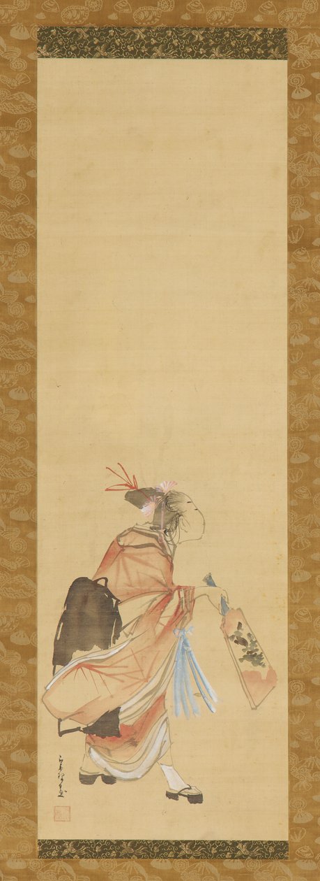 踢毽子的女孩，1615-1868。 作者 久川S