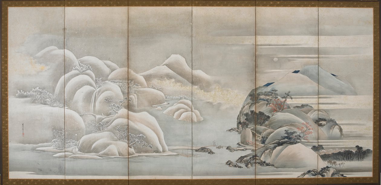 风景：四季中的两个季节，秋天和冬天，江户时期，18世纪末至19世纪初。 作者 久川S