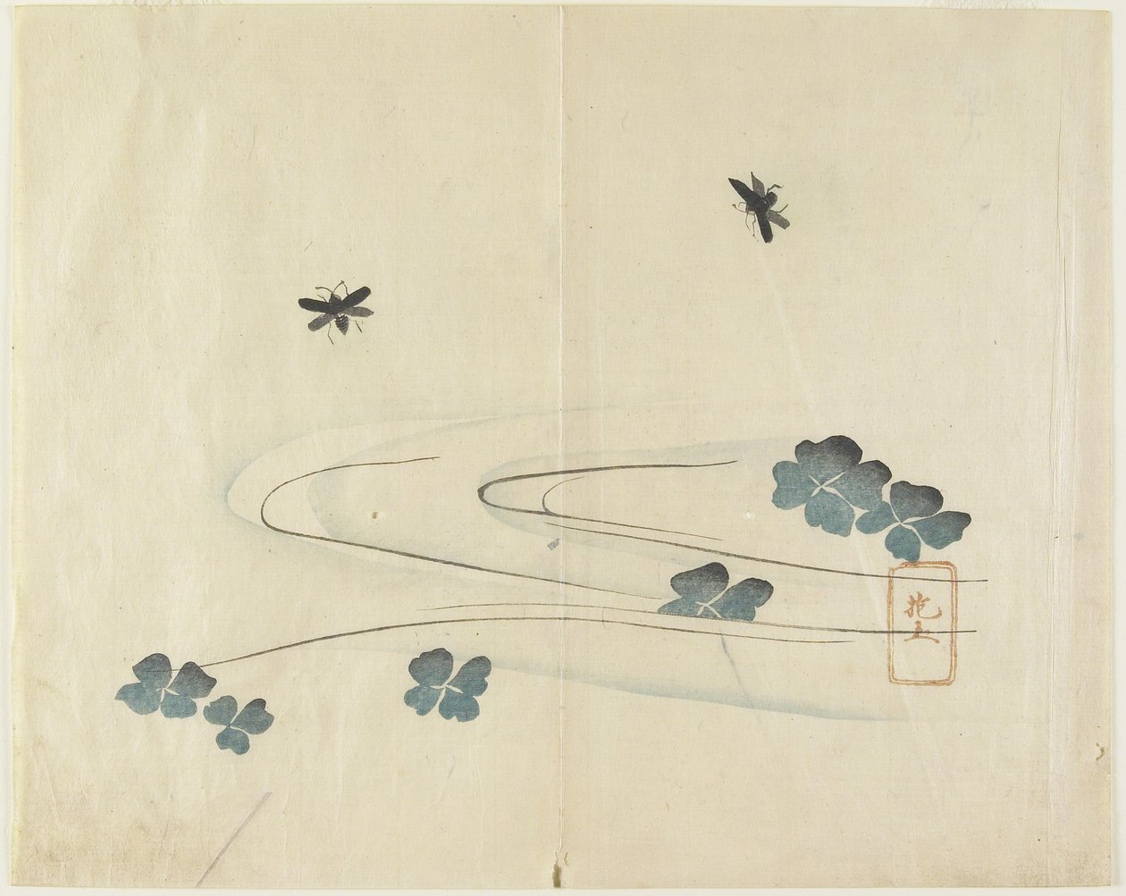 （飞越水面的昆虫），c。 1830 作者 北国
