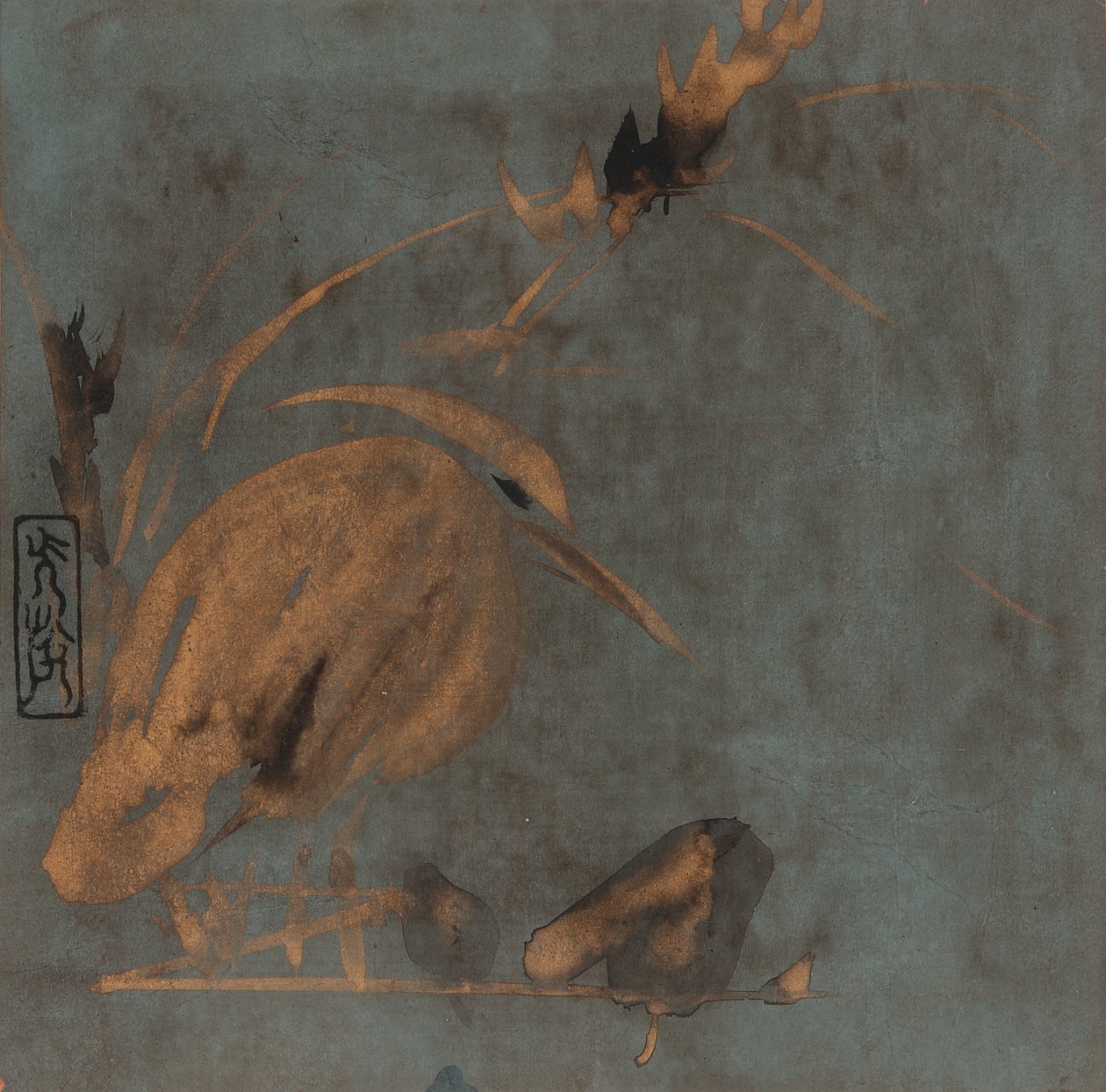 鹭鸶和芦苇，江户时代，17世纪初。 作者 本南光悦