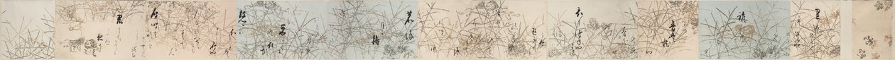 日本古今诗歌新集（Shinkokin wakashū）选集，附中国狮子和蟹指草印刷图案 作者 本南光悦