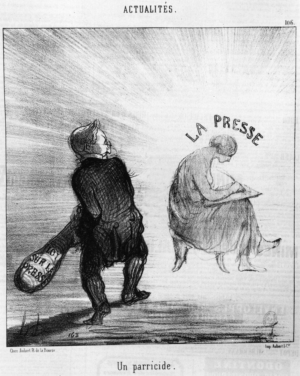 Parricide，来自&39;Le Charivari&39;的插图，1850年 作者 奥诺雷·杜米埃