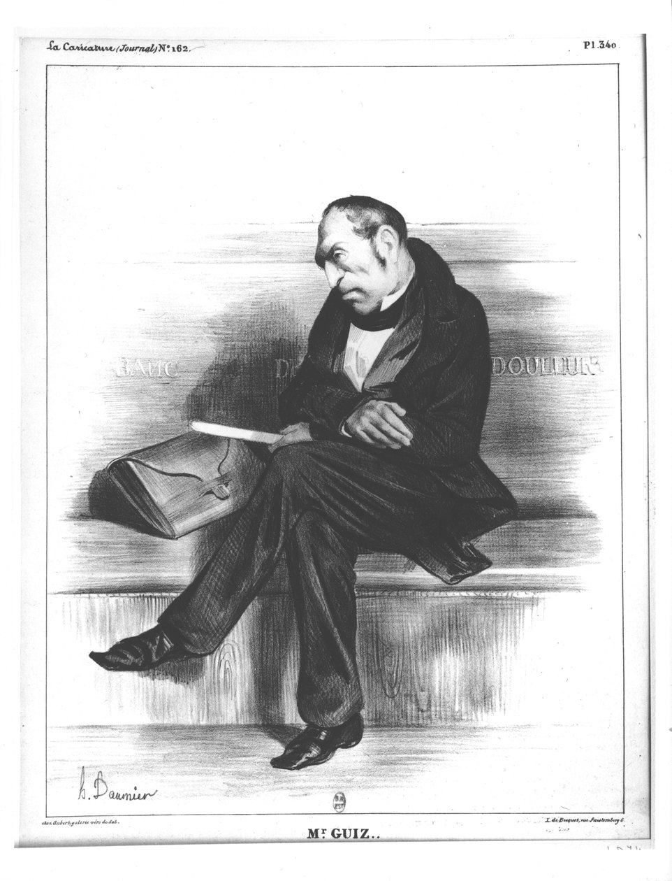来自&39;La Caricature&39;的Francois Guizot漫画（1787-1874） 作者 奥诺雷·杜米埃