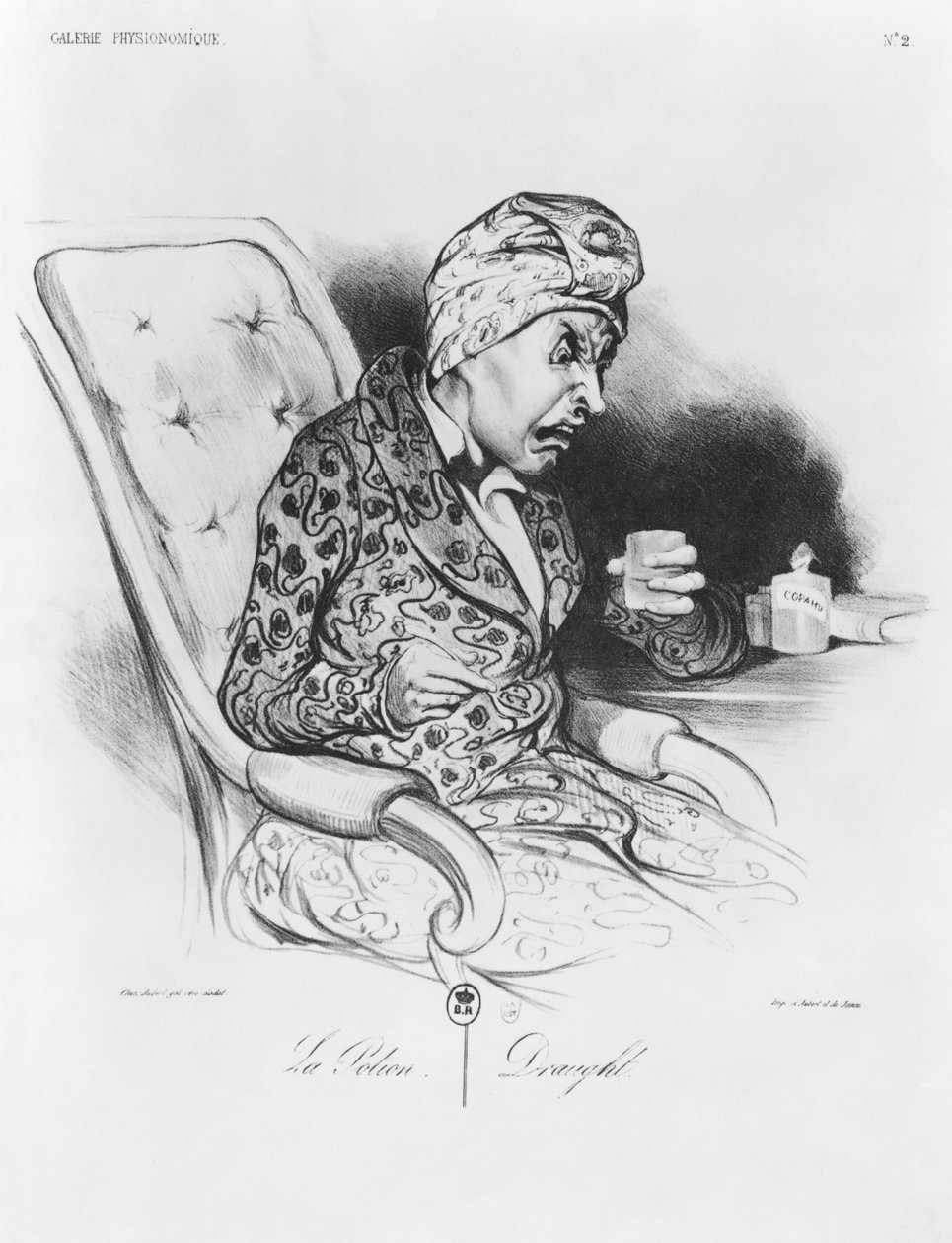 La Potion，草稿，来自&39;Galerie physionomique&39;，来自&39;Le Charivari&39;的第2页，1836年11月19日 作者 奥诺雷·杜米埃