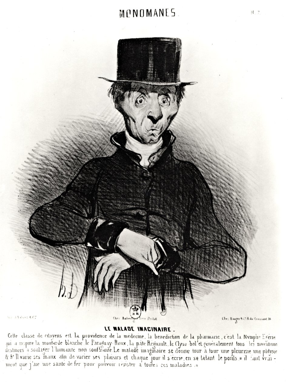 The Imaginary Ill，来自1830年的“Monomanes”系列 作者 奥诺雷·杜米埃