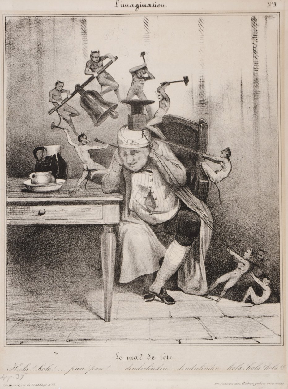 头疼，1833年（石版画） 作者 奥诺雷·杜米埃
