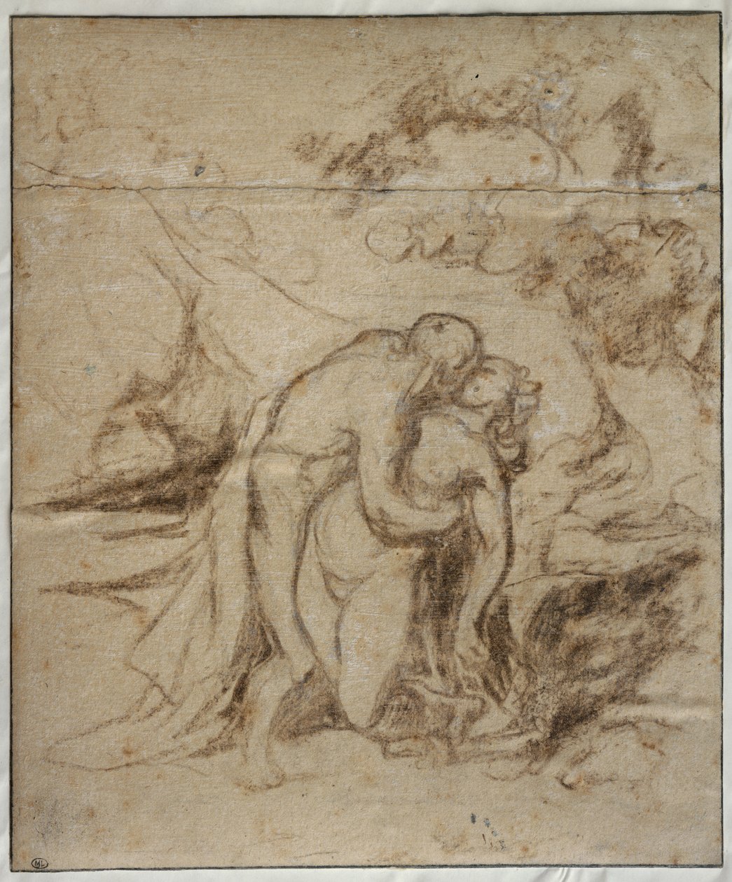 Phrosine和Melidore或者The Kiss，c.1848-52（粉笔卡） 作者 奥诺雷·杜米埃