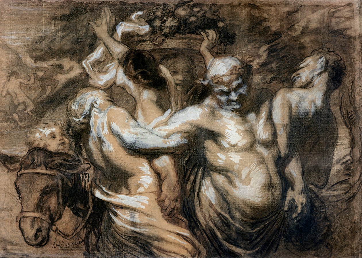 醉酒的Silenus（纸上的木炭和身体颜色） 作者 奥诺雷·杜米埃