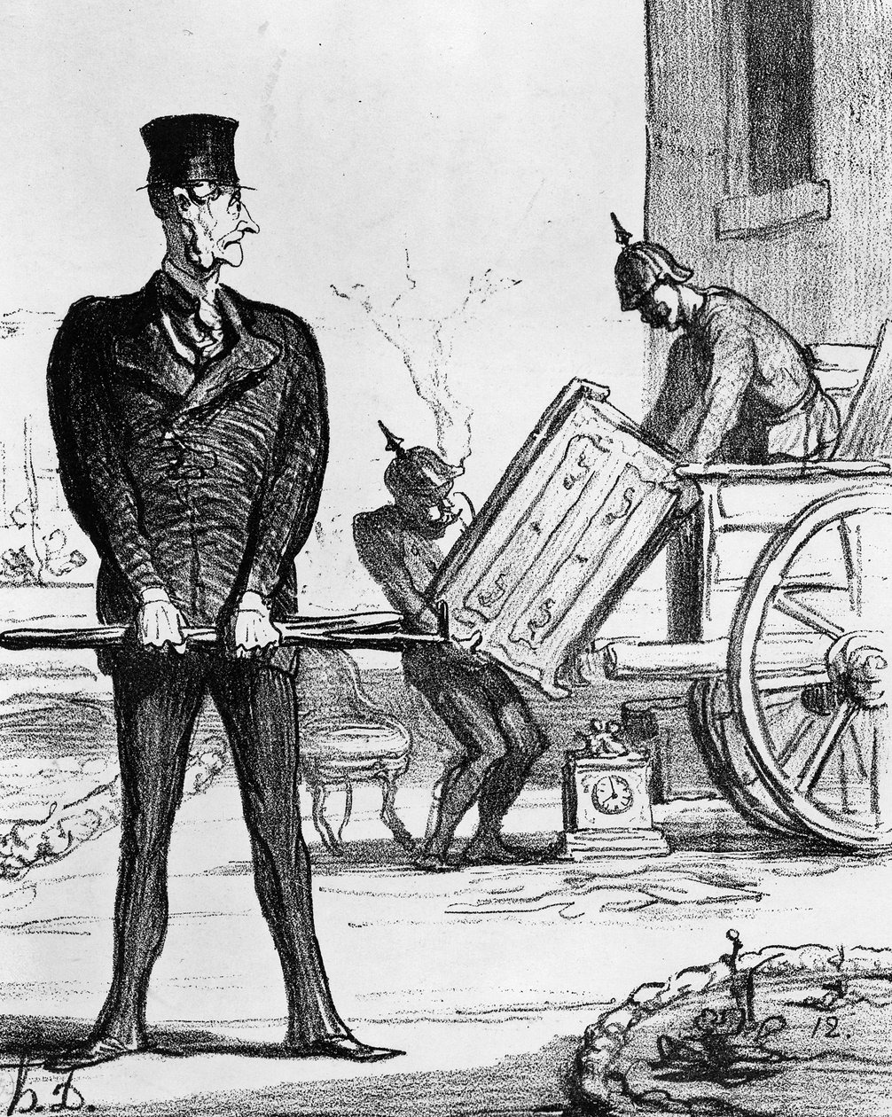 “新胜利战车”，漫画来自&39;Le Charivari&39;，1871年2月20日 作者 奥诺雷·杜米埃
