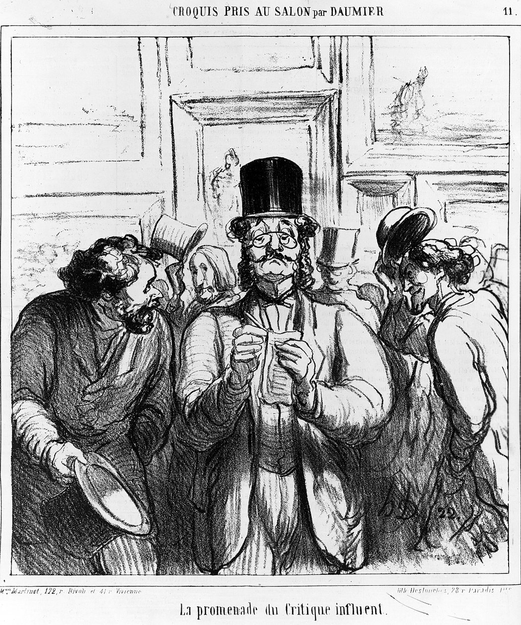 1865年6月24日，“Charivari”杂志的漫画“影响力评论家的散发” 作者 奥诺雷·杜米埃