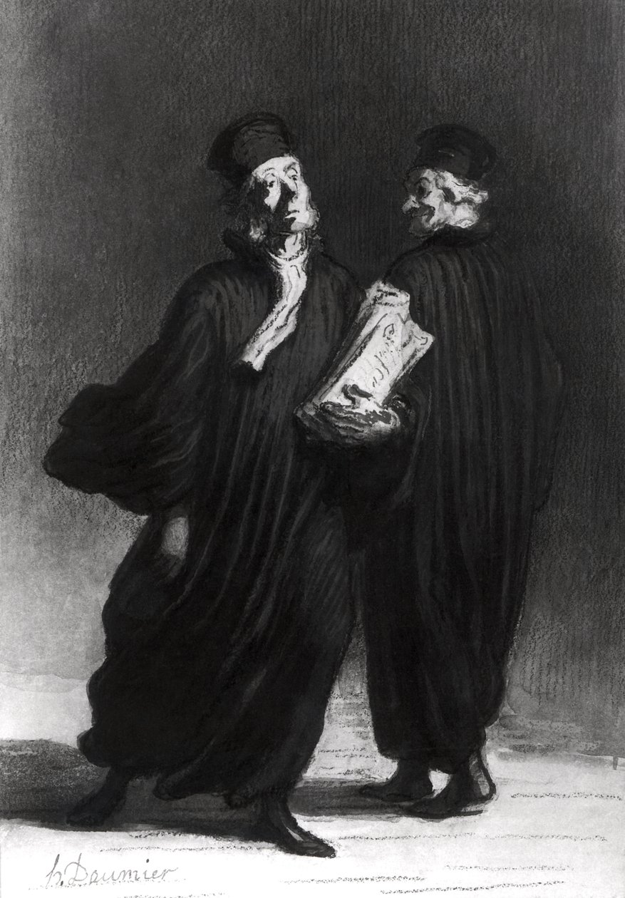 两位律师，c.1862（水彩和铅笔在纸上） 作者 奥诺雷·杜米埃