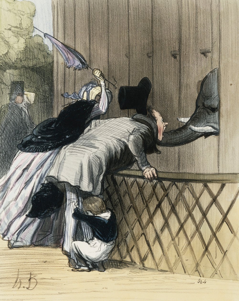 霍兰德·道米耶（Honoe Daumier）的《植物的巴黎惊魂》（摘自巴黎的《 Etrangers a巴黎》），Aubert et Compagnie，1844年 作者 奥诺雷·杜米埃