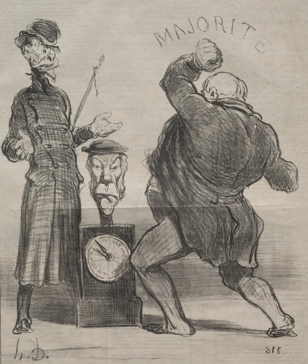 现实图板183：尝试力量，1851年。 作者 奥诺雷·杜米埃