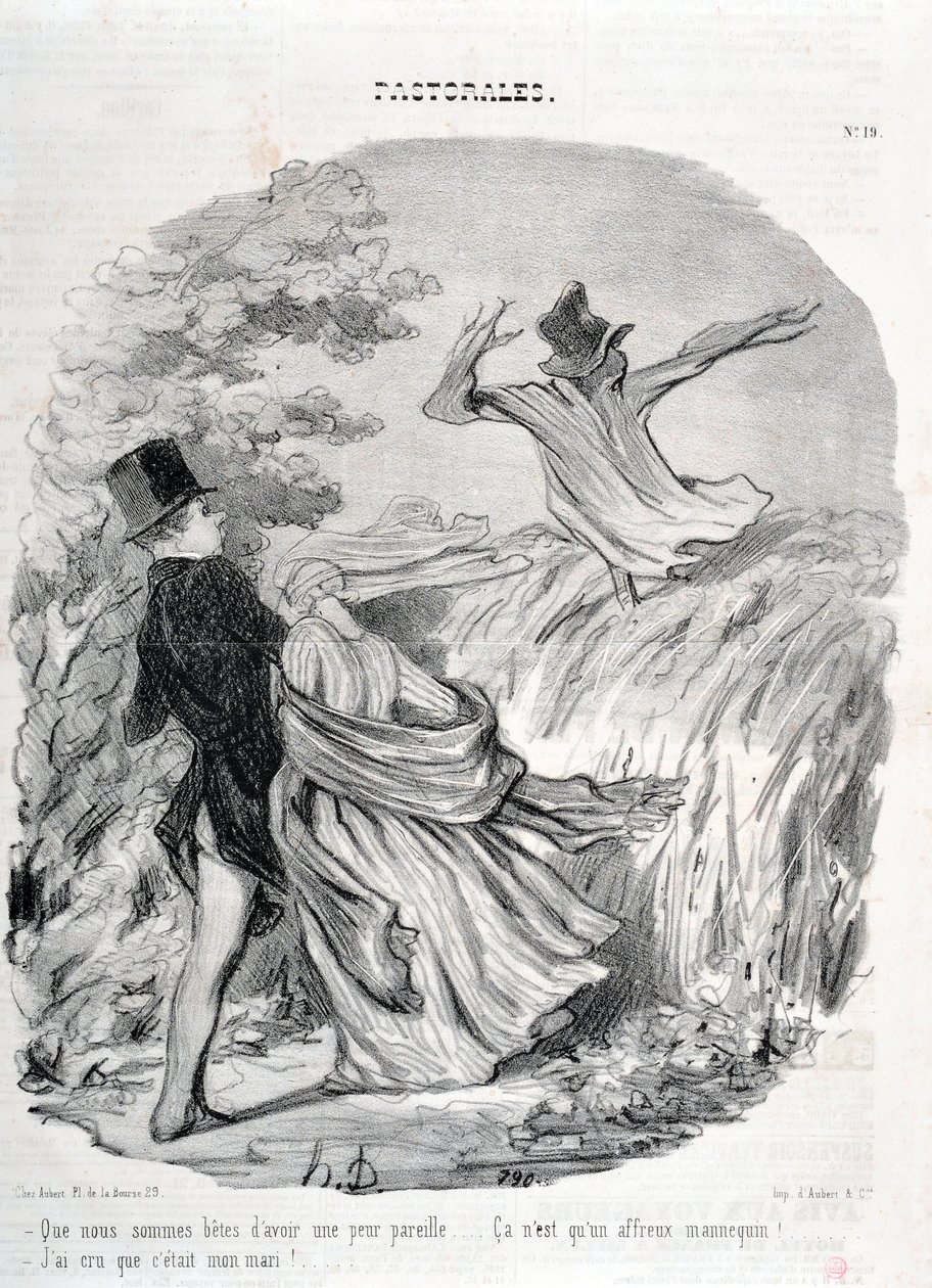 霍诺尔-杜米埃（1808-1879）的艺术作品。Charivari》可以追溯到1845年。Serie PASTORALES "我们有这样的恐惧是多么好啊......"我以为他是我的丈夫！"马赛隆尚宫美术博物馆，马赛 作者 奥诺雷·杜米埃