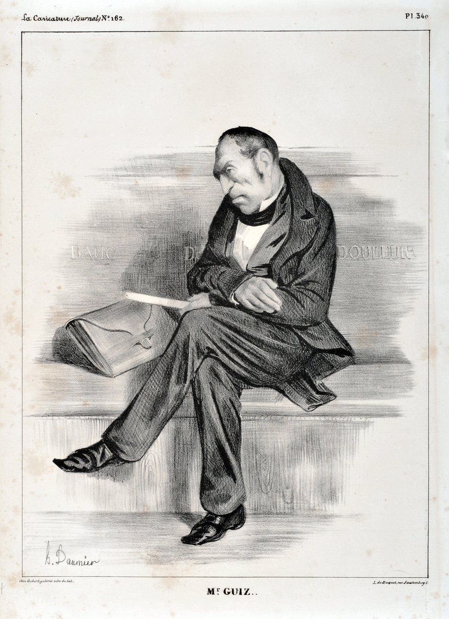 奥诺尔-杜米埃（1808-1879）的作品。Charivari》可以追溯到1833年：Serie Celebrites de la caricature "M. Guiz..."马赛隆尚宫美术博物馆，马赛 作者 奥诺雷·杜米埃