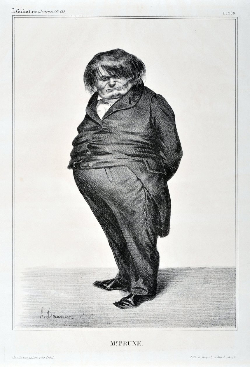 霍诺尔-杜米埃（1808-1879）的作品。Charivari的日期是1833年：Serie Celebrites de la Caricature "M. Plum" MUSEE DES BEAUX ARTS - PALAIS LONGCHAMP, MARSEILLE 作者 奥诺雷·杜米埃