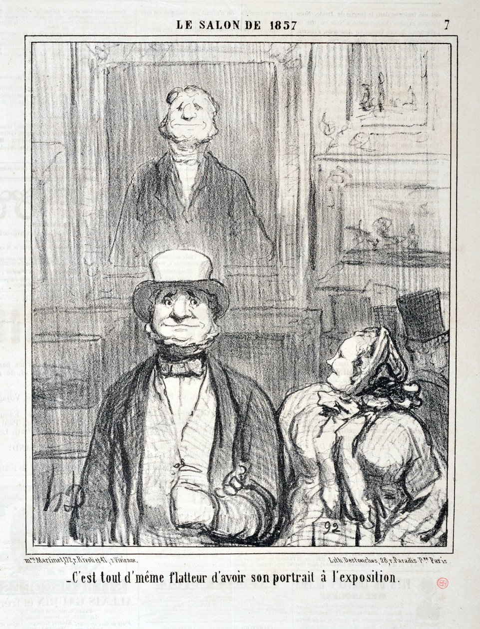 霍诺尔-杜米埃（1808-1879）的作品。Charivari的日期是1857年。Serie SALON DE 1857 "--他的画像能出现在展览上，还是很让人高兴的" MUSEE DES BEAUX ARTS - PALAIS LONGCHAMP, MARSEILLE 作者 奥诺雷·杜米埃