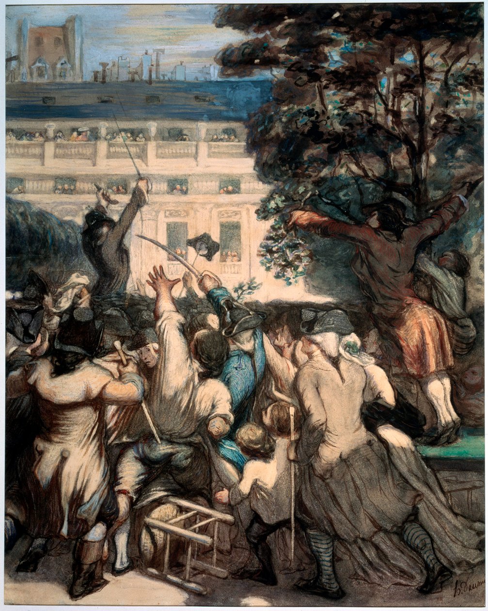 1848-1849年在皇家宫殿花园中的Camille Desmoulins。 作者 奥诺雷·杜米埃