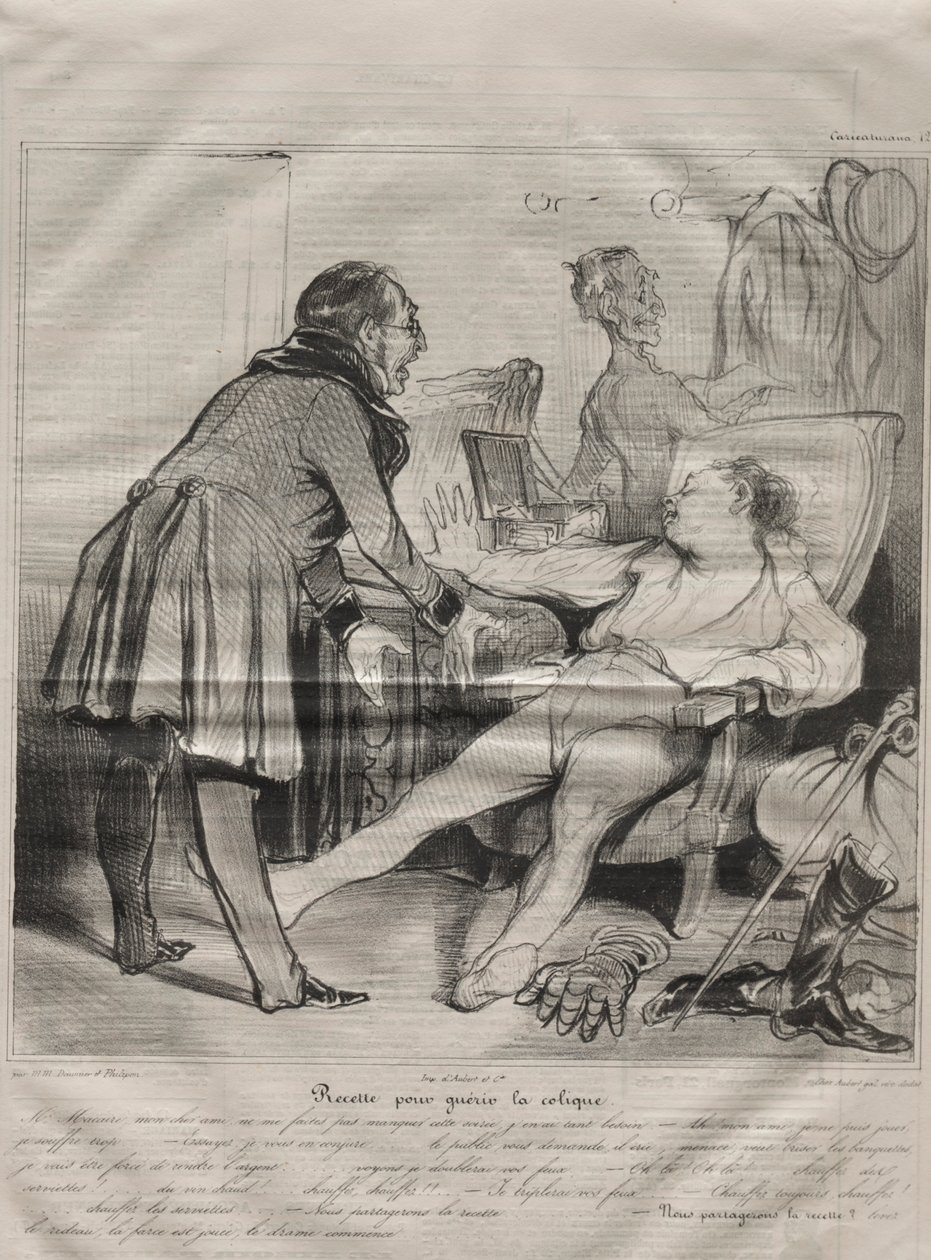 Caricaturana，第72页：1838年1月14日治愈绞痛的食谱。 作者 奥诺雷·杜米埃
