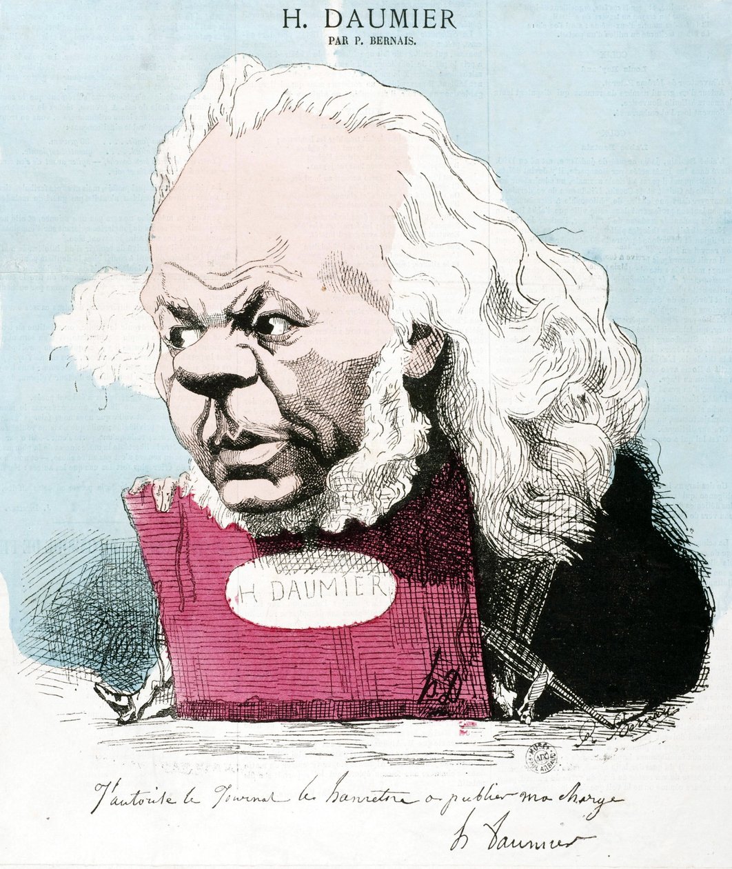 法国雕刻家、画家和雕塑家Honore Daumier（1808-1879）的漫画。P. Bernais的雕刻。尺寸：33x30厘米。Arbaud博物馆。 作者 奥诺雷·杜米埃