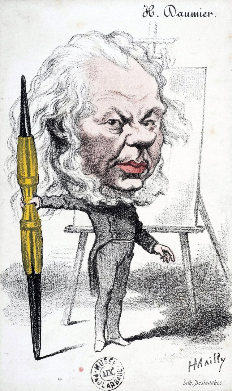 Cartoon by Honore Daumier (1808-1879), French engraver, painter and sculptor. Engraving by Hyppolite Mailly (born in 1829). Dim: 14x8,5cm. Arbaud Museum. 作者 奥诺雷·杜米埃