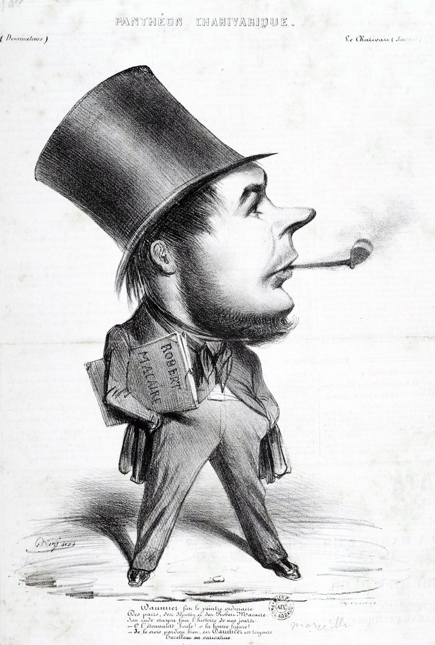 查理瓦里万神殿。法国雕刻家、画家和雕塑家Honore Daumier（1808-1879）的漫画。雕刻在 "Le Charivari "上。尺寸：32x22厘米。Arbaud博物馆。 作者 奥诺雷·杜米埃